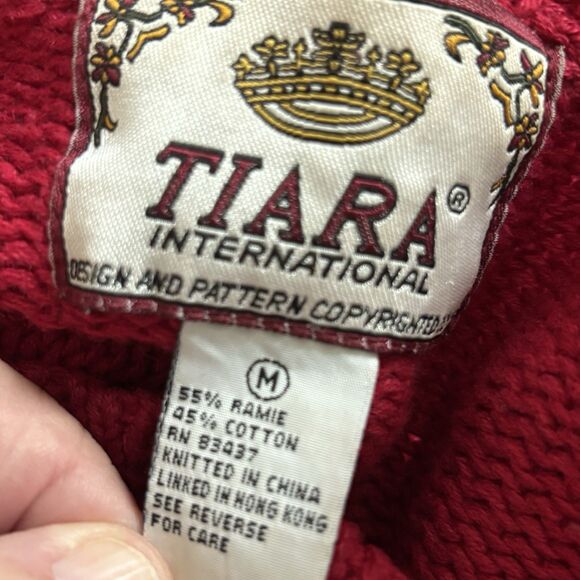 Vintage Tiara International Christmas Sweater Snowmen Faces Cardigan 90's Size M - Picture 12 of 15